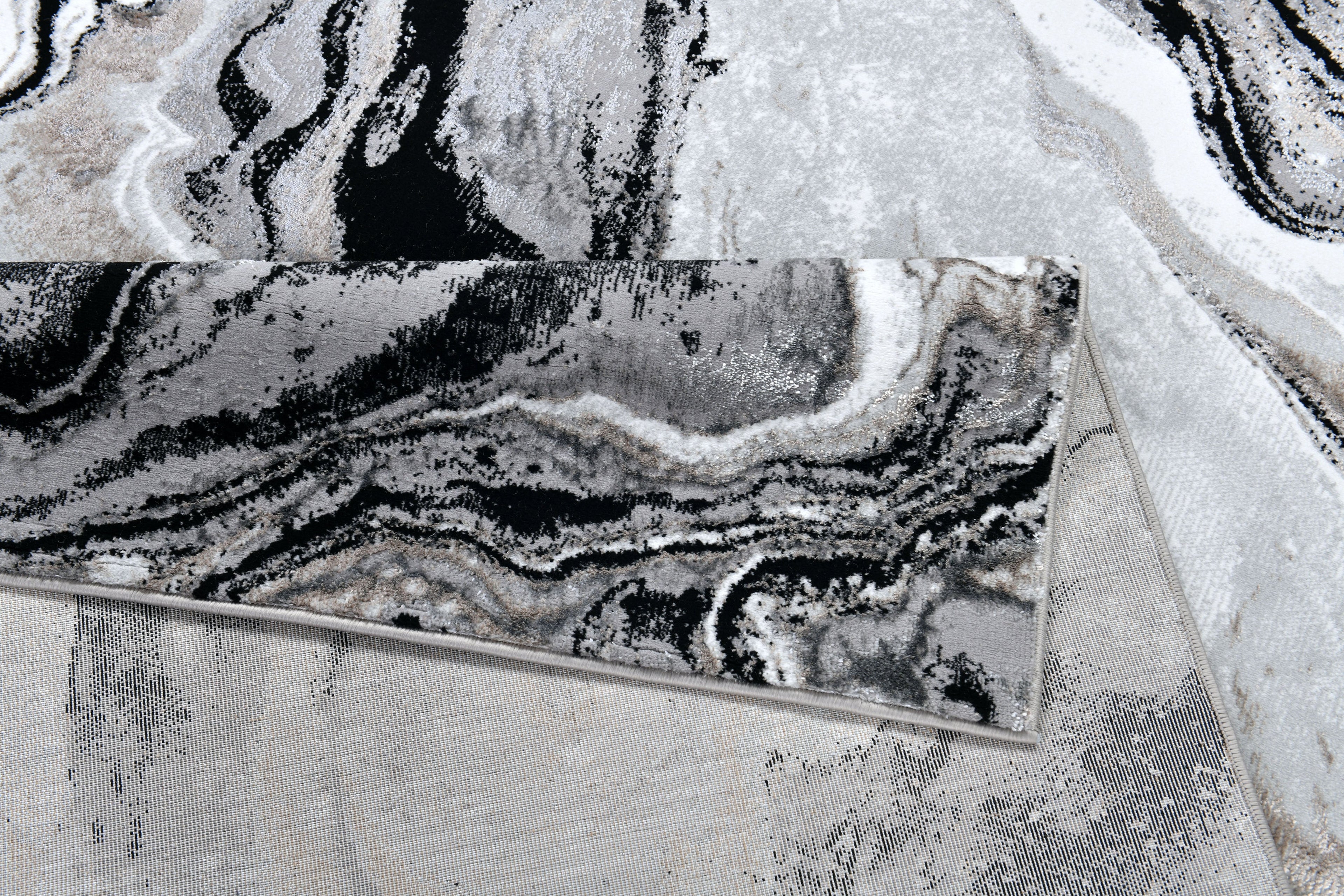 Luxurious fusion of metallic silver, brushed gold, and deep black, abstract marbled design - Z258A (POL803)