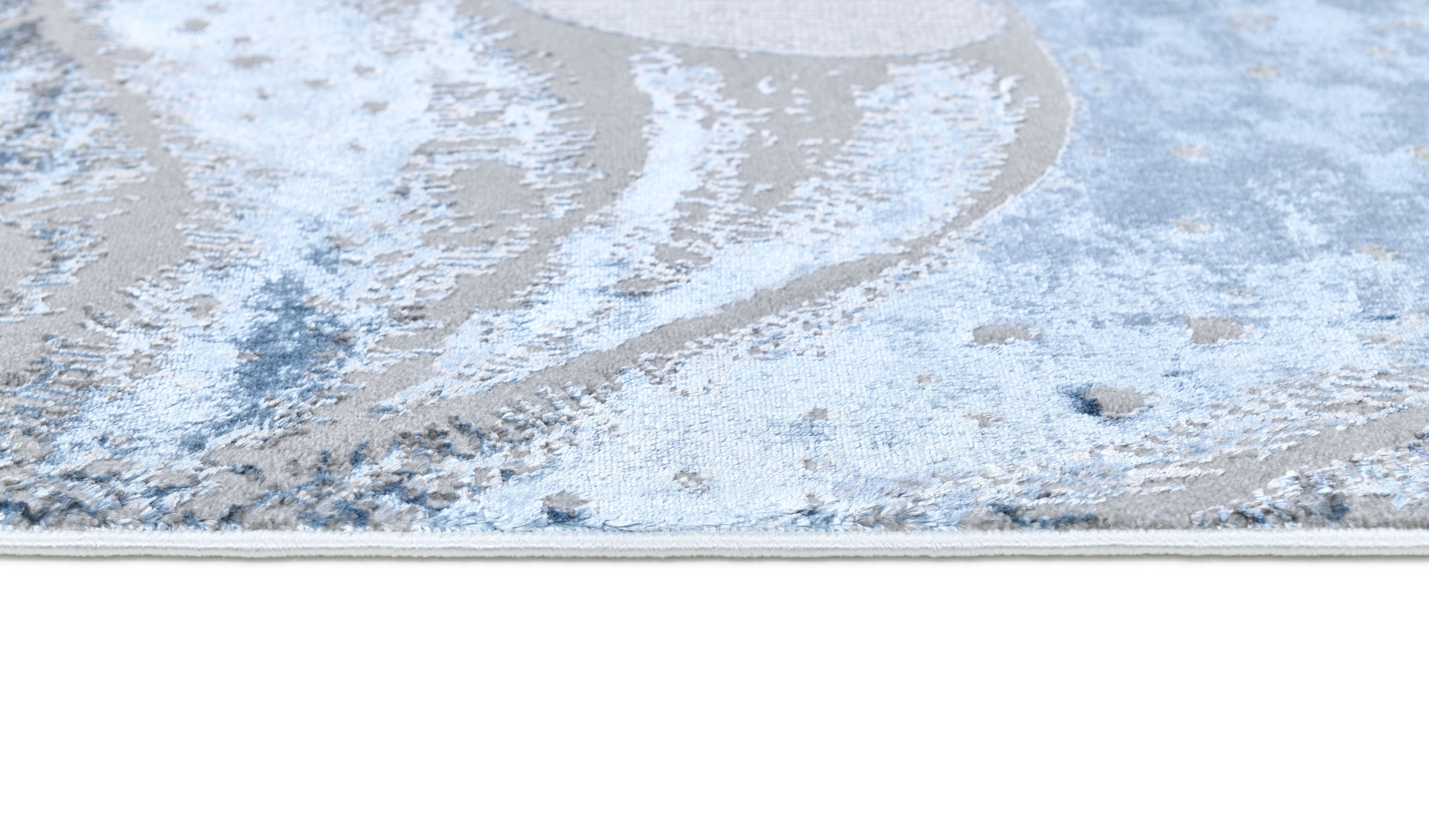 Soft-Touch Light Grey Rug Featuring Metallic Octopus/Tentacle Design in Sheer Black or Blue - Z339A (POL805)
