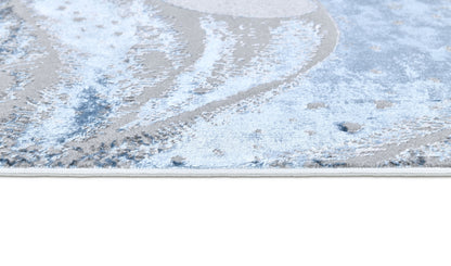 Soft-Touch Light Grey Rug Featuring Metallic Octopus/Tentacle Design in Sheer Black or Blue - Z339A (POL805)