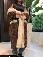 Stylish Soft-Touch Faux Fur Chocolate Robe with Tone-on-Tone Champaign Cozy Interior – Perfect for Lounging or Luxe Outdoor Wear - REXA ROBE 4.