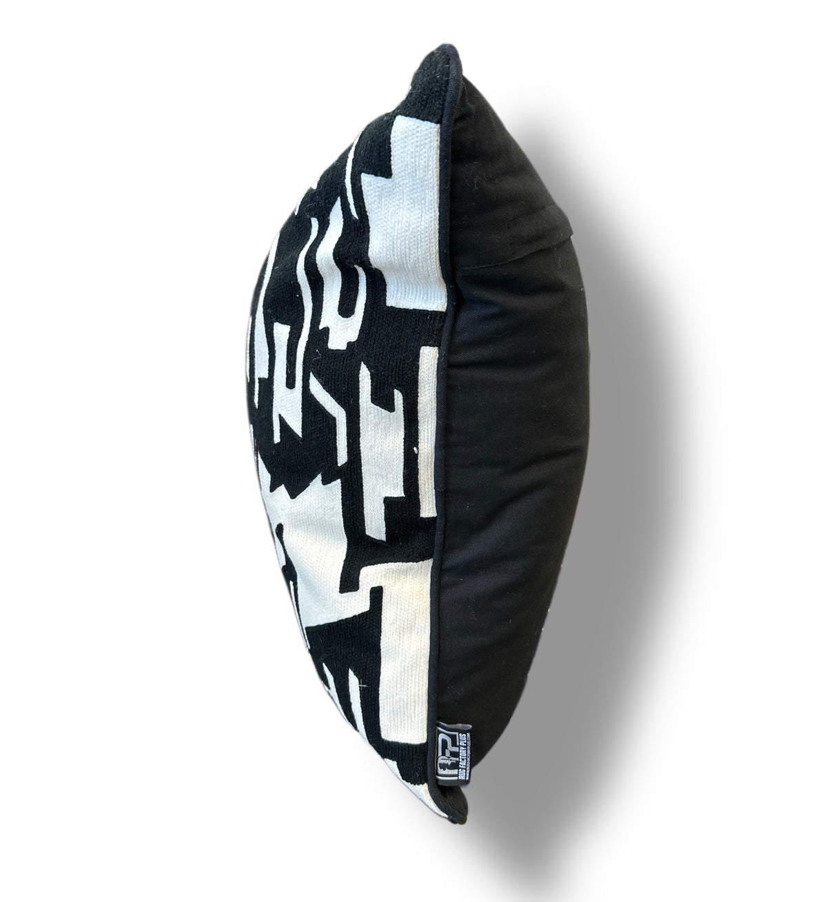 Black Velvet Pillow Featuring Beige Abstract Geometric Embroidery - SEV007.
