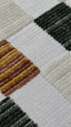Cream Boho Area Rug – High-Low Texture with Earthy Hues of Mustard, Green & Beige - TIA 103.