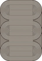 Black & Ivory Geometric Indoor/Outdoor Rug with Organic Live Edge.