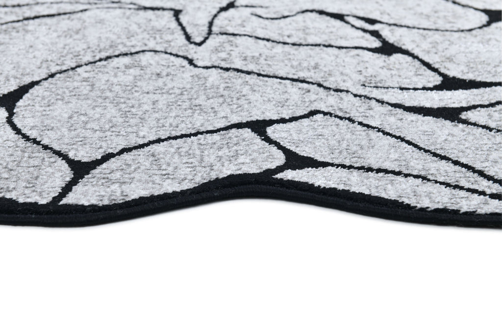 Silver-Toned with Bold Irregular Black Geometric Detailing - Z322A (POL807)