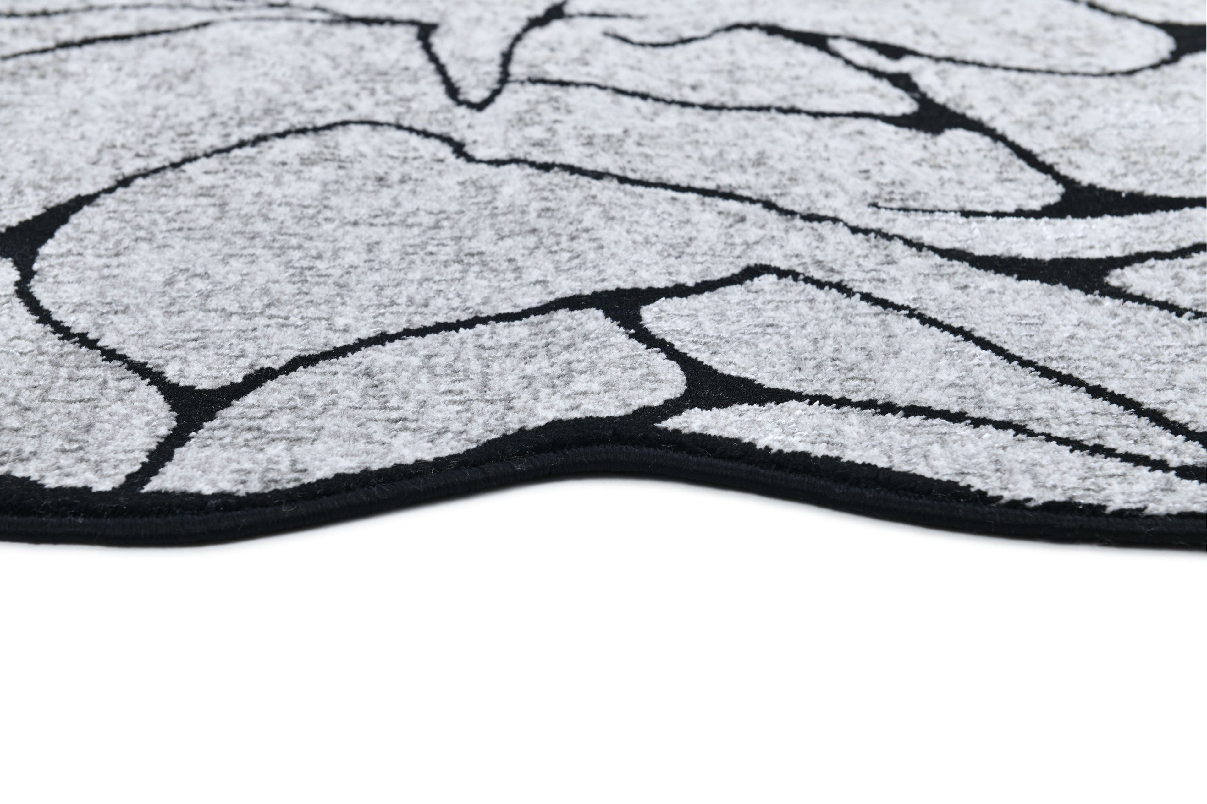 Silver-Toned with Bold Irregular Black Geometric Detailing - Z322A (POL807)