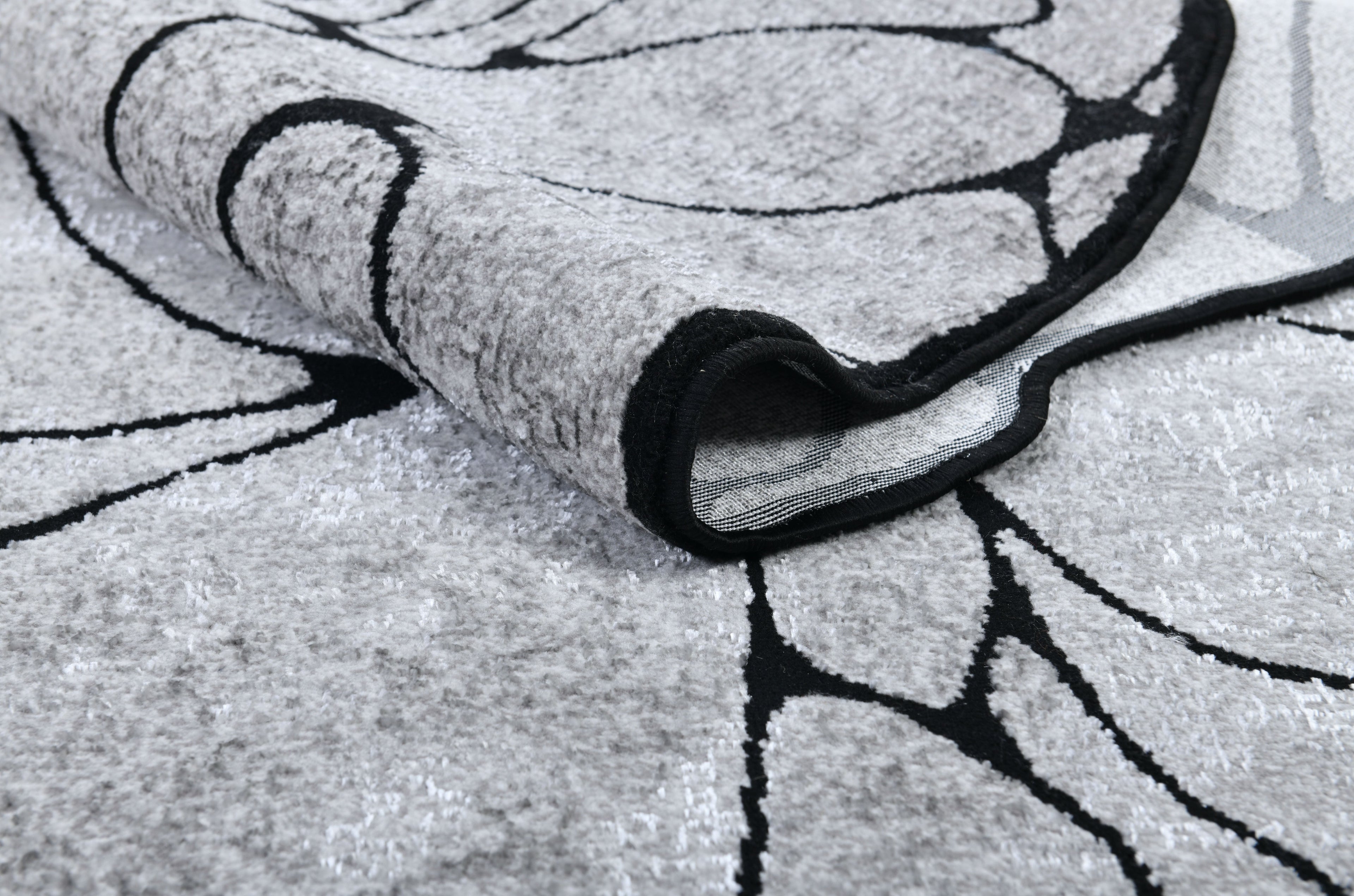 Silver-Toned with Bold Irregular Black Geometric Detailing - Z322A (POL807)