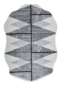 Silver-Toned with Charcoal patterns and Bold Irregular Black Geometric Detailing - Z327A