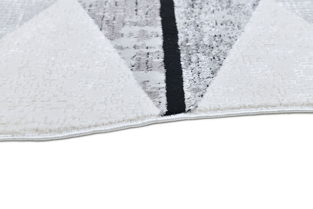 Silver-Toned with Charcoal patterns and Bold Irregular Black Geometric Detailing - Z327A