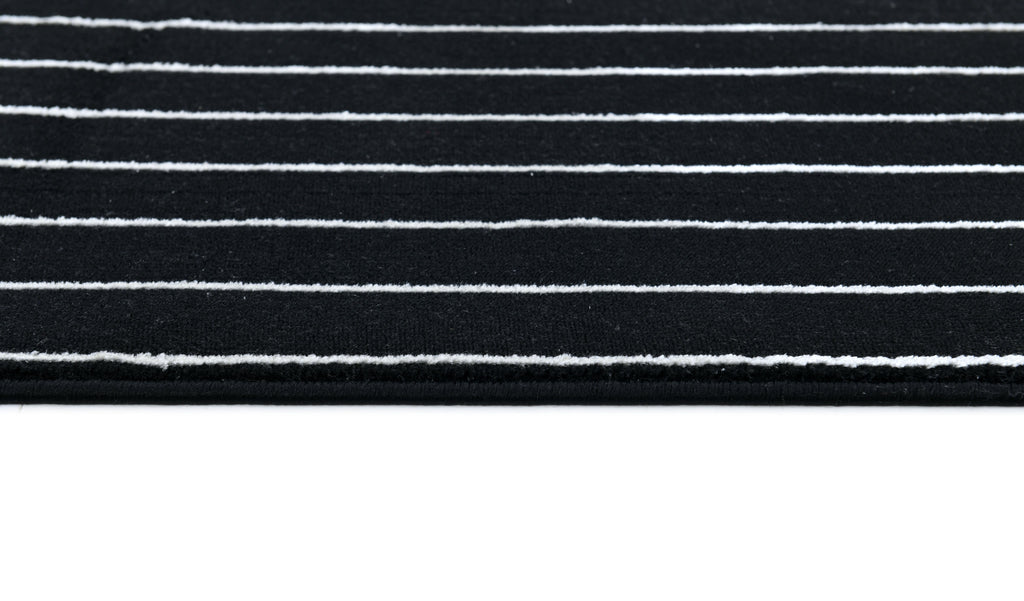 Black Area Rug with White Geometric Circle Design – Soft Touch - Z330B (POL812)
