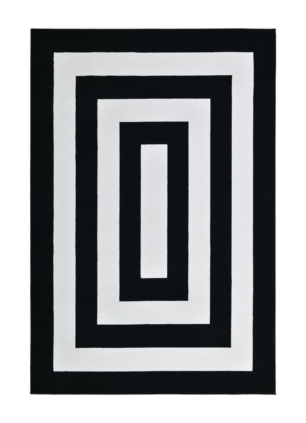 Black & White Geometric Square Area Rug – Soft Texture, Modern Design - Z341A (POL811)