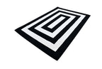 Black & White Geometric Square Area Rug – Soft Texture, Modern Design - Z341A (POL811)