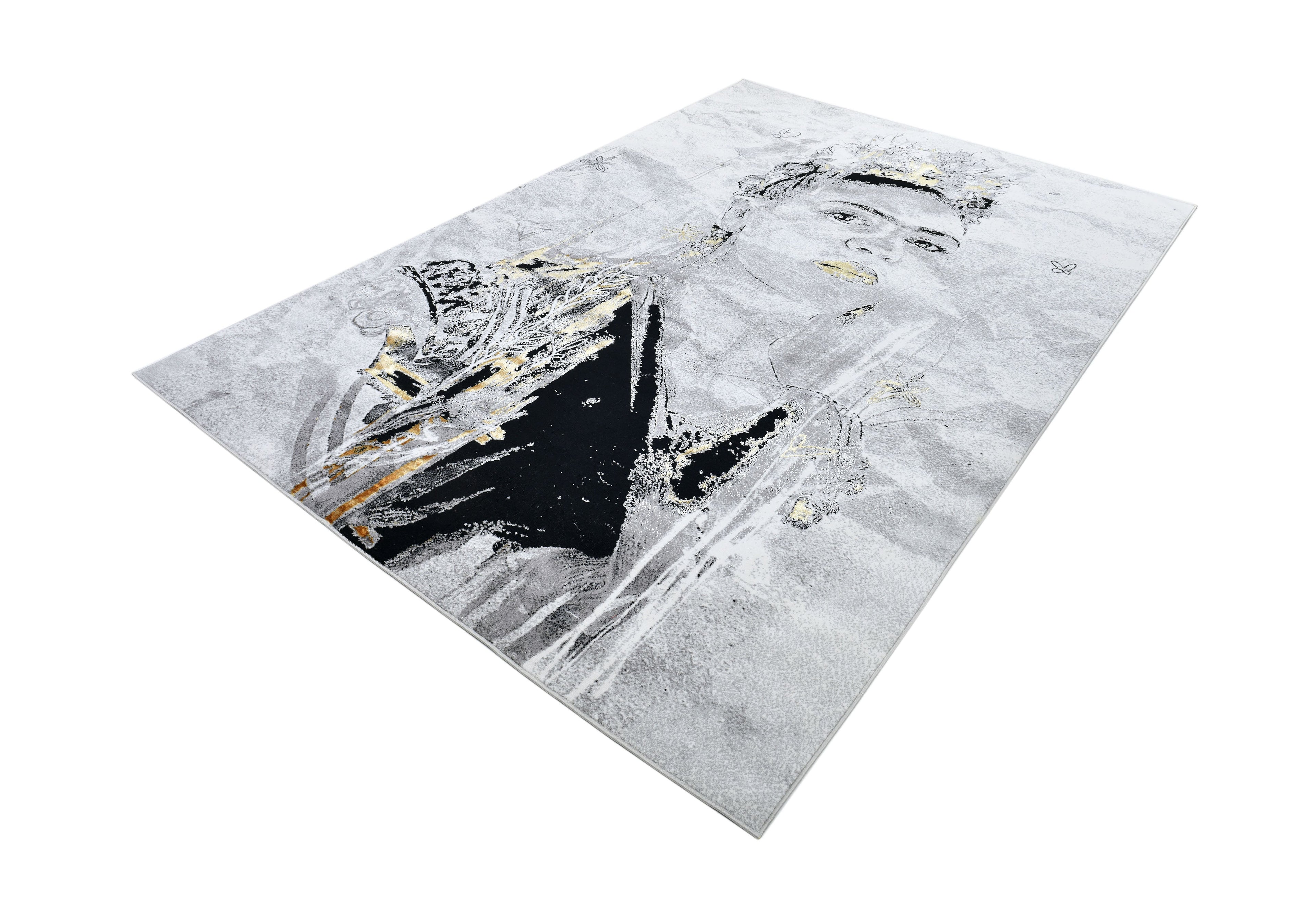 Soft-touch, Crowned Frida Kahlo, Light Grey, Black with a touch of Gold - Z342A