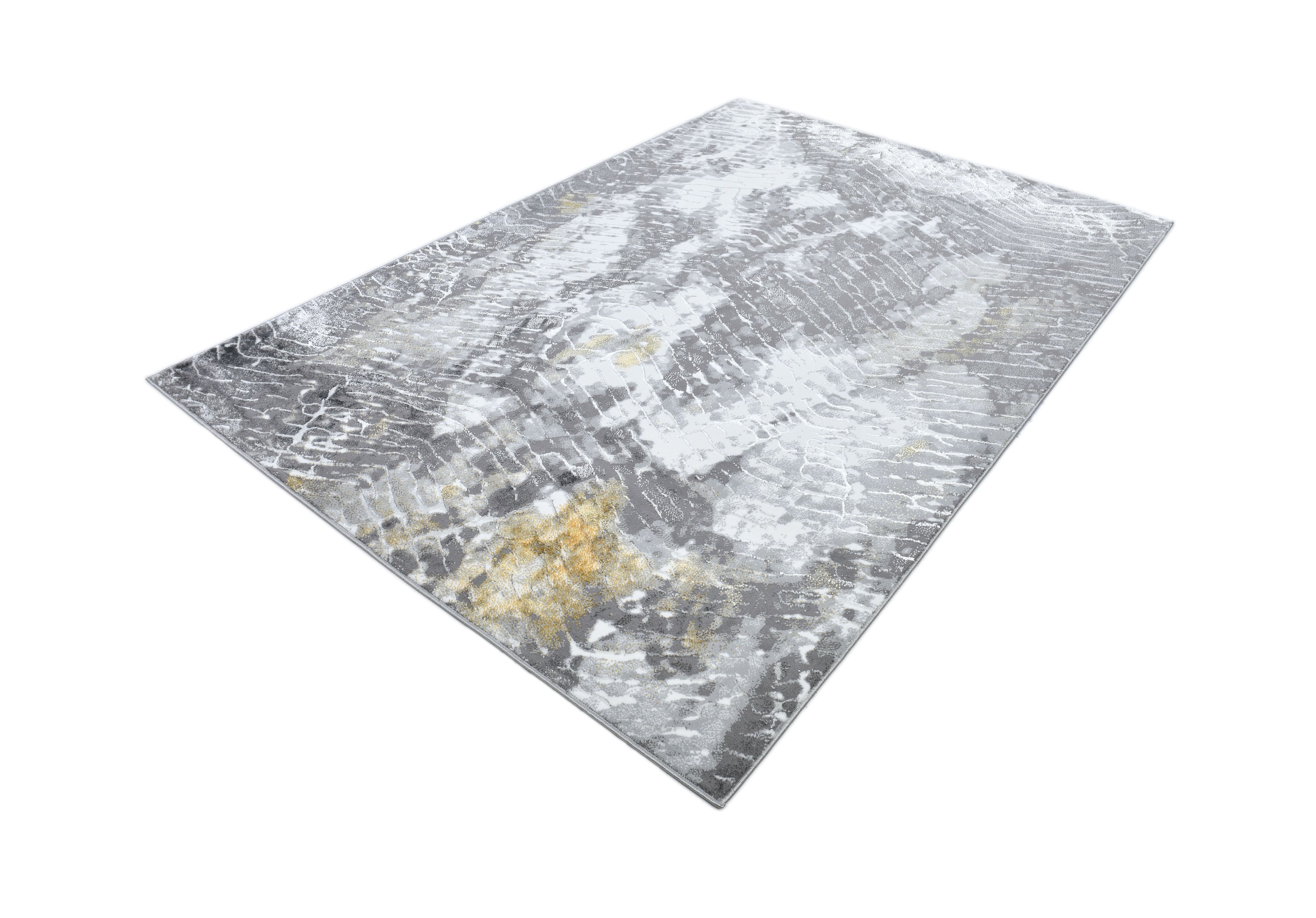 Soft-Touch Light Grey and Silver White Rug with Subtle Gold Accents - Z405A (POL815)