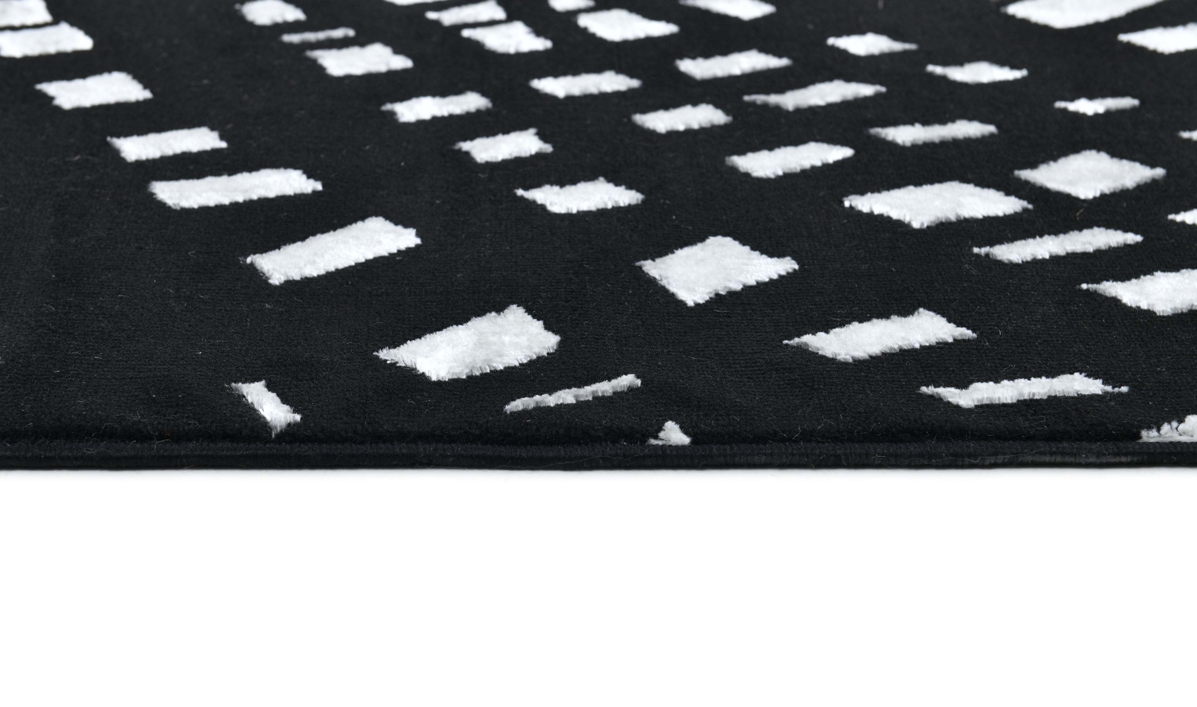Modern Lustre Grid Rug – Black and Silver Tones - Z407A (POL820)