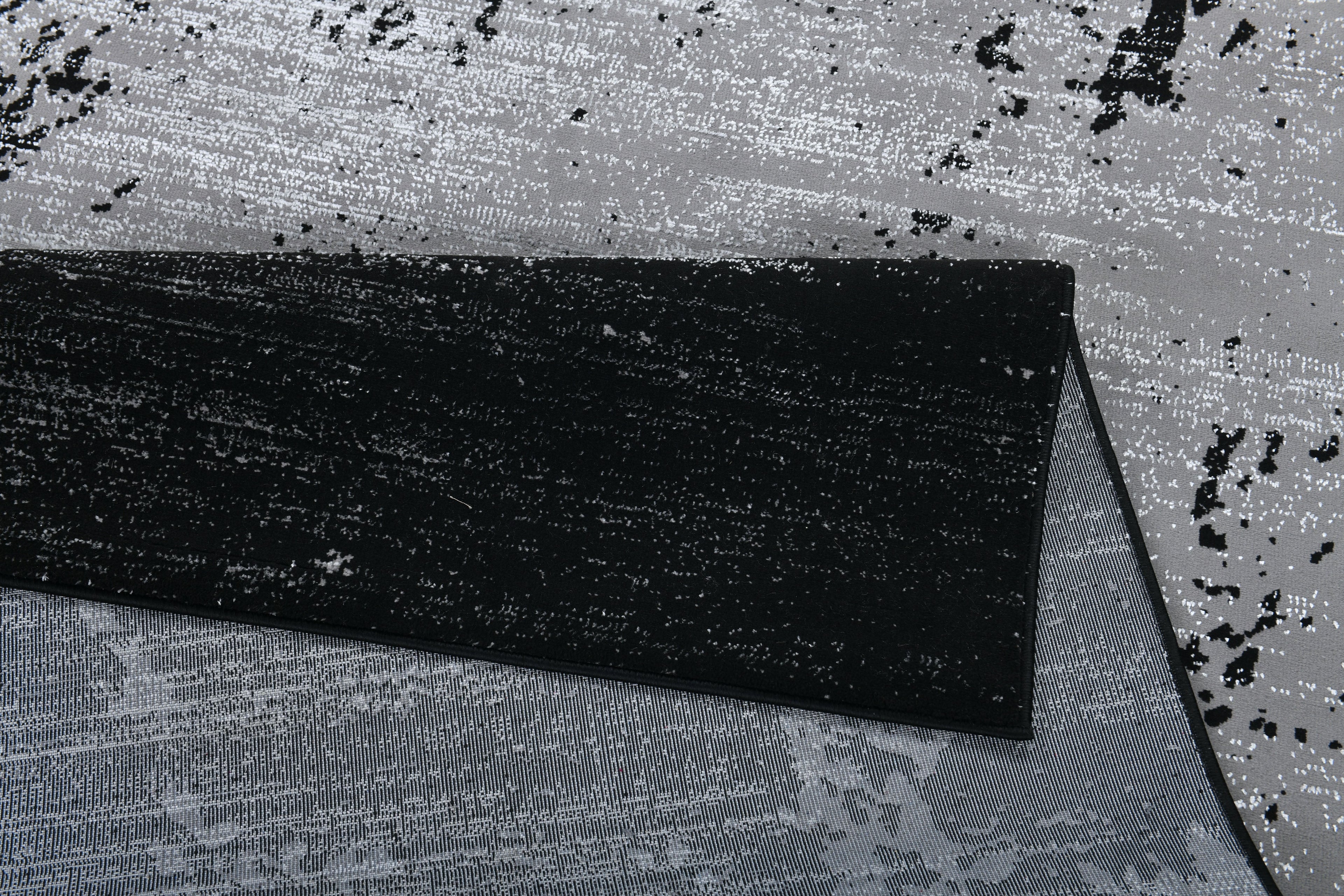 Contemporary Area Rug  - Abstract Design in Soft Black with a Splash of Metallic Silver - Z408A (POL821)