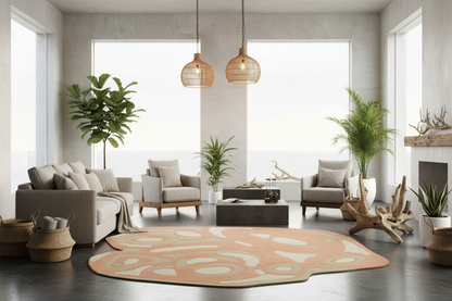 Hand-Tufted Ivory & Light Pink Wool Area Rug | Beluga Design 47