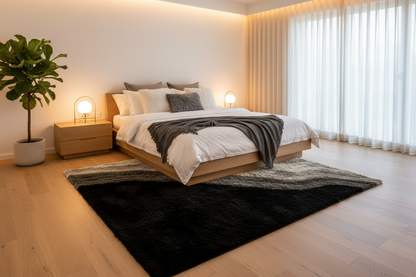 Shaggy Viscose Hand-Tufted Area Rug – Black | SVD-77