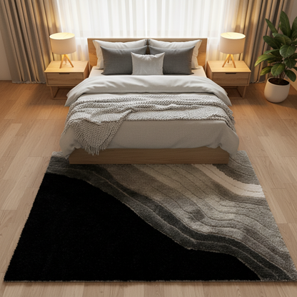Shaggy Viscose Hand-Tufted Area Rug – Black | SVD-77