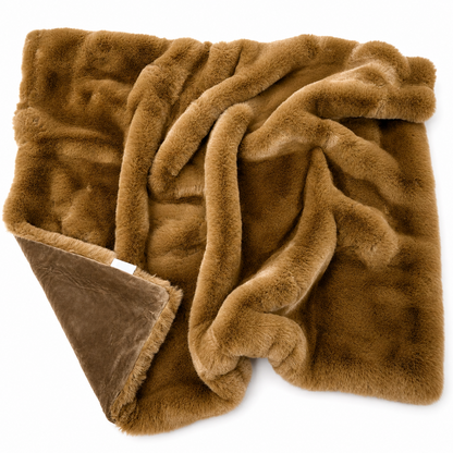 Luxe Copper Chinchilla Faux Fur Throw Blanket – Ultra-Soft Plush Bedspread