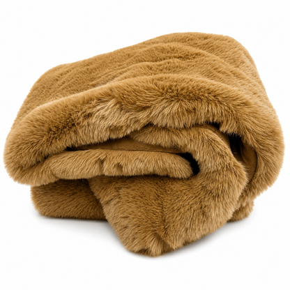 Luxe Copper Chinchilla Faux Fur Throw Blanket – Ultra-Soft Plush Bedspread