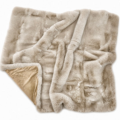 Luxe Cozy Mocha Chinchilla Faux Fur Throw Blanket – Ultra-Soft Plush Bedspread