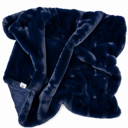 Luxe Dark Indigo Chinchilla Faux Fur Throw Blanket – Ultra-Soft Plush Warmth