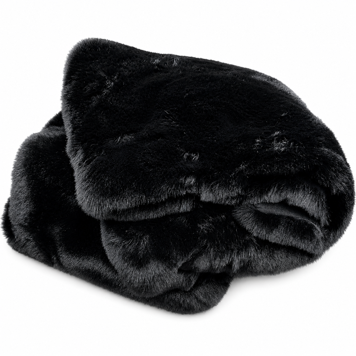 Luxe Black Chinchilla Faux Fur Throw Blanket – Ultra-Soft Plush Bedspread
