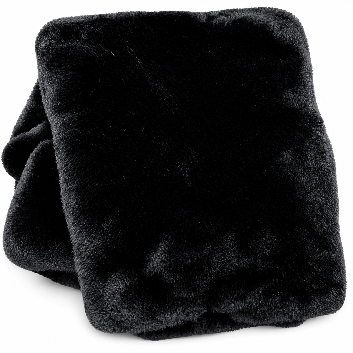 Luxe Black Chinchilla Faux Fur Throw Blanket – Ultra-Soft Plush Bedspread