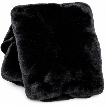 Luxe Black Chinchilla Faux Fur Throw Blanket – Ultra-Soft Plush Bedspread