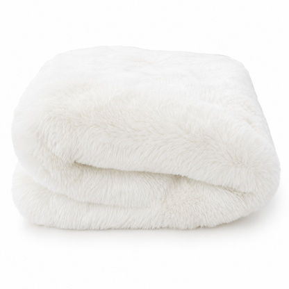 Luxury Chinchilla-Style Faux Fur Throw Blanket – Pure-White