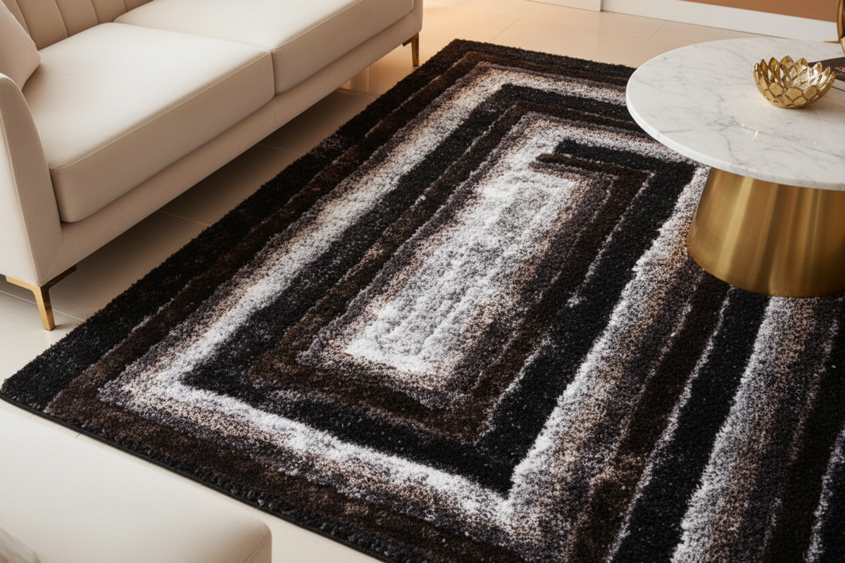 Shaggy Viscose Hand-Tufted Area Rug – Brown & Silver | SVD-81