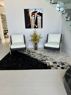 Black/White Checkers  Patchwork Cowhide Area Rug PCH208