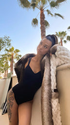 Winter Luxurious Offwhite Faux Fur Hooded Robe