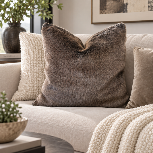 Luxe Brown Faux Mink Throw Pillow – MINKO 10