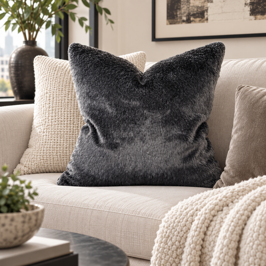 Luxe Black Faux Mink Throw Pillow – MINKO 11