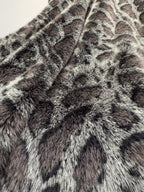 Close-up of a fur texture with a pattern resembling a giraffe's coat.