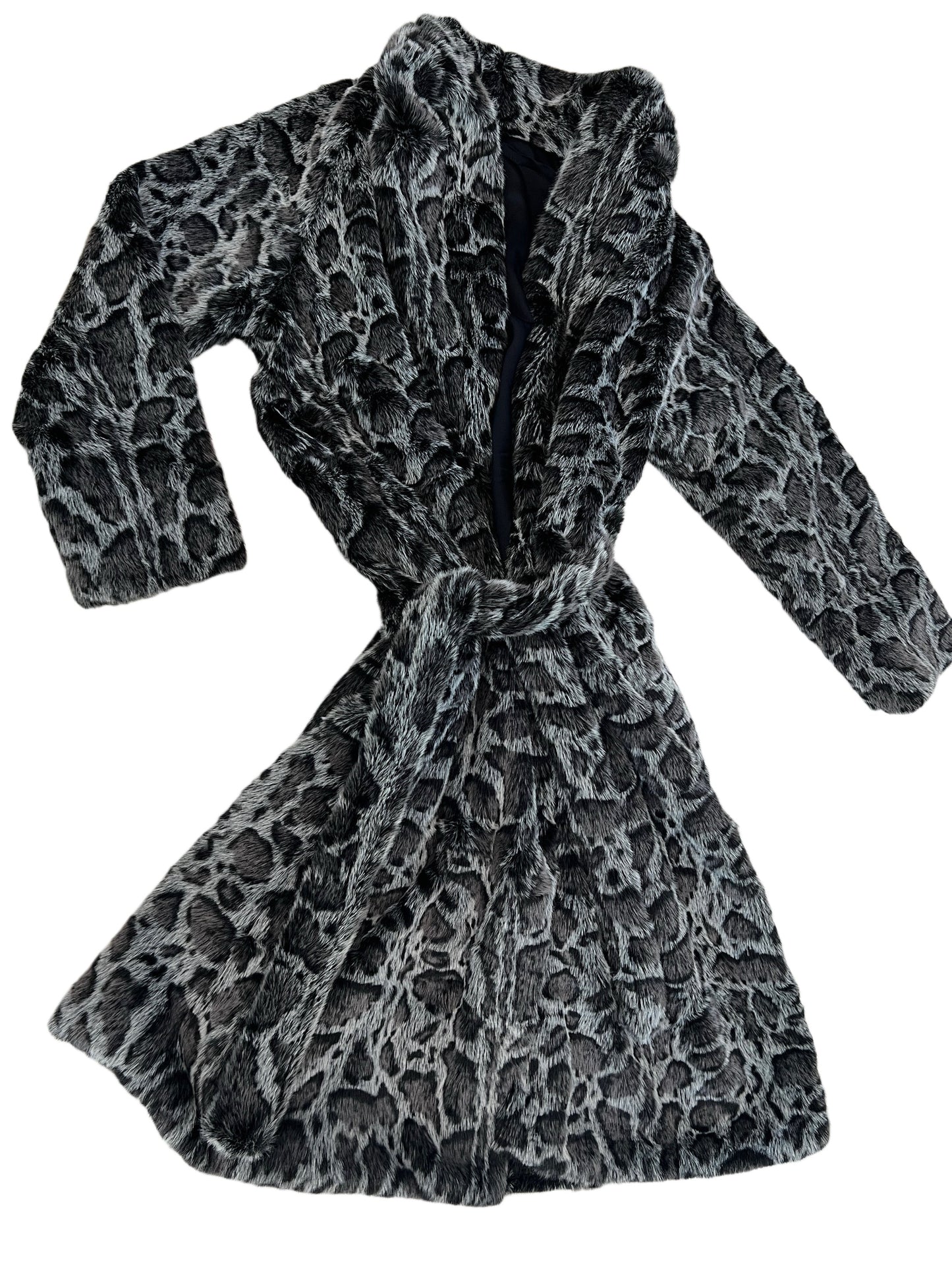 Faux Mink Robe - MINKO 12 Black Leopard