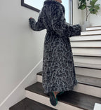 Elegant Luxurious Soft Faux Mink Robe – Indoor/Outdoor Wear, Unisex - MINKO 12 Black Leopard