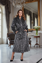 Elegant Luxurious Soft Faux Mink Robe – Indoor/Outdoor Wear, Unisex - MINKO 12 Black Leopard