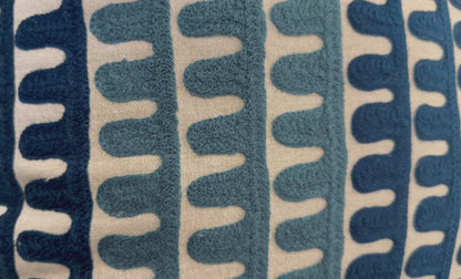 Sandy Beige Pillow with Ocean-Inspired Blue & Turquoise Embroidery - VIVA016.