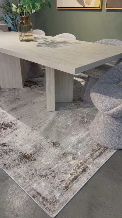 Cream & Gold Rug with Two-Tone Bronze and Copper Abstract Design - KAI 214