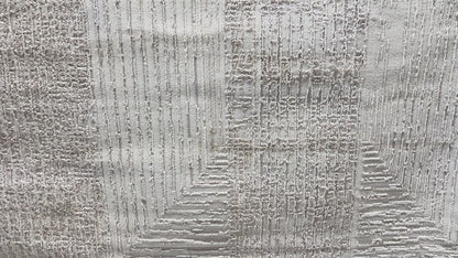 Geometric Linear Crème Beige Rug in Warm Mocha Tone-on-Tone High-Low Texture - NUDE 21