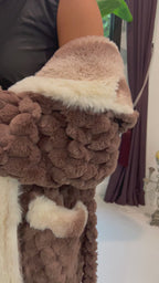 Stylish Soft-Touch Faux Fur Chocolate Robe with Tone-on-Tone Champaign Cozy Interior – Perfect for Lounging or Luxe Outdoor Wear - REXA ROBE 4.