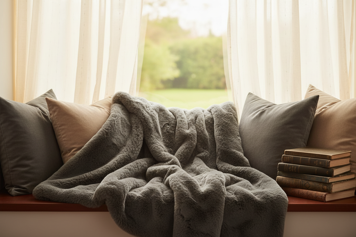 Luxe Smokey Gray Chinchilla Faux Fur Throw Blanket – Ultra-Soft Plush Warmth