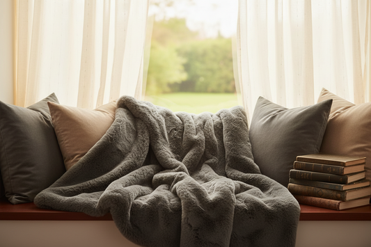 Luxe Smokey Gray Chinchilla Faux Fur Throw Blanket – Ultra-Soft Plush Warmth