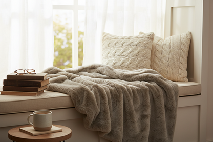 Luxe Cozy Mocha Chinchilla Faux Fur Throw Blanket – Ultra-Soft Plush Bedspread