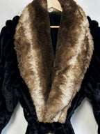 Faux Fur Long Sleeve Robe / Coat Black