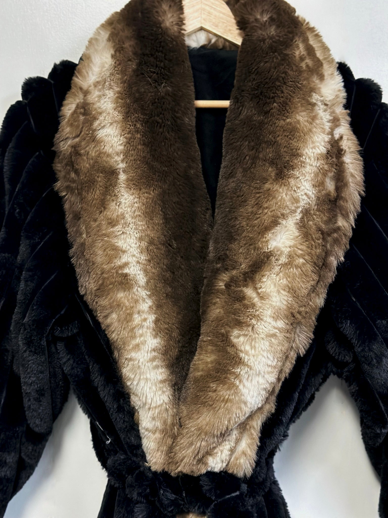 Faux Fur Long Sleeve Robe / Coat Black