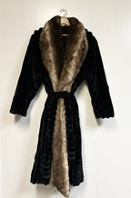 Faux Fur Long Sleeve Robe / Coat Black