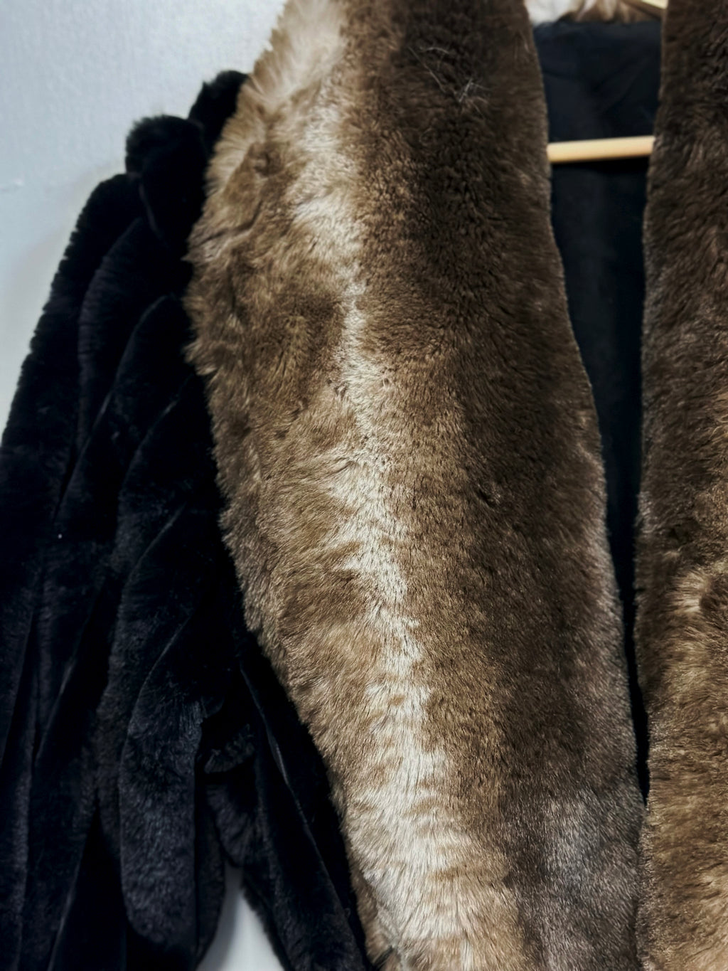 Faux Fur Long Sleeve Robe / Coat Black